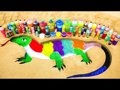 How to make Rainbow Komodo Dragon with Orbeez, Big Fanta, Coca-Cola vs Mentos & Popular Sodas