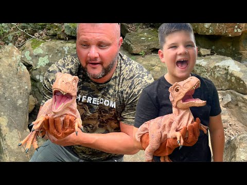 DINOSAUR HUNT with CALEB and DAD! We Found a BABY T-REX with Mom!