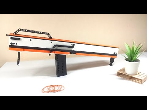 Lego compatible FMG-9 rubber band gun, Build and Review.