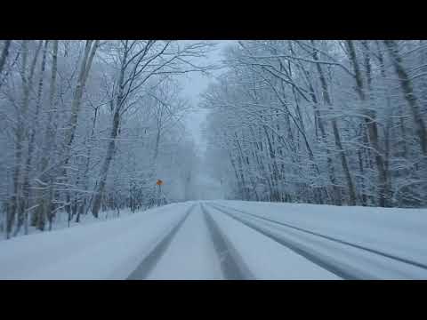 冬の雪夜の支笏湖ドライブ、ヒーリング動画