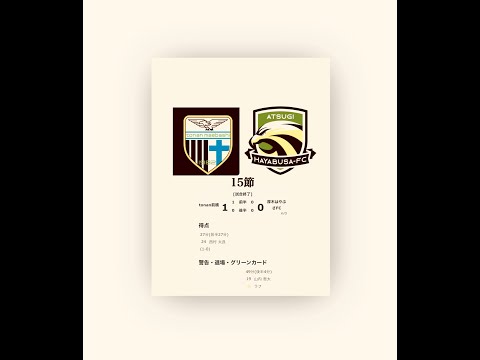 15節2部 tonan前橋 vs 厚木はやぶさFC