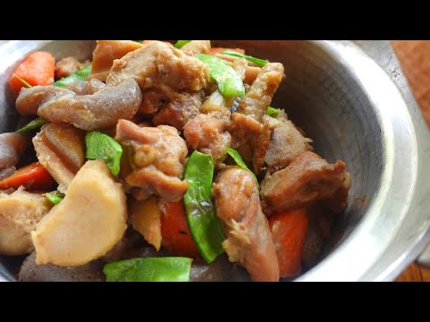 How to make Japanese simmered  chicken and  root vegetables(Gameni) for bento box | がめ煮(筑前煮)弁当の作り方