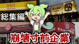 【総編集】大量閉店!!倒産寸前!!大悲惨な企業４選!!【ずんだもん&ゆっくり解説】