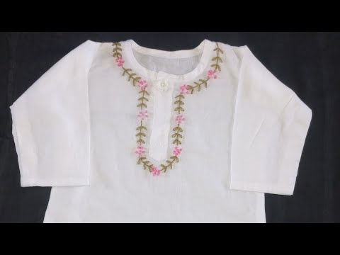 Baby boy Kurta hand embroidery design/simple and easy hand embroidery