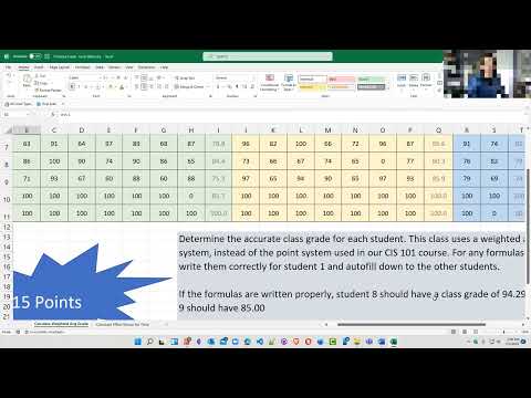 CIS101/120 Extra Credit Solution for Excel Calculating Grades