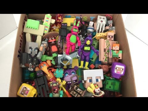 Box of Toys Five Nights at Freddy’s and Minecraft Figures Chica Steve Freddy Iron Golem Bonnie