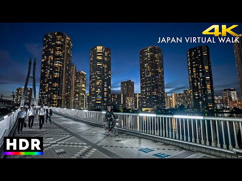 Japan - Tokyo Tatsumi autumn night walk • 4K HDR