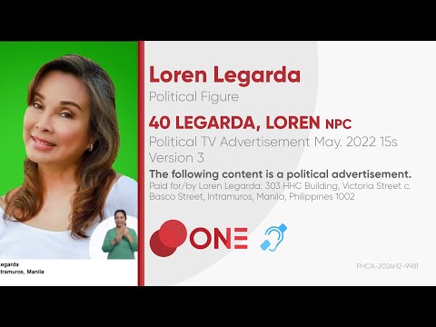 LEGARDA, LOREN (NPC) Political TV Ad May 2022 15s (Version 3) [BCC]