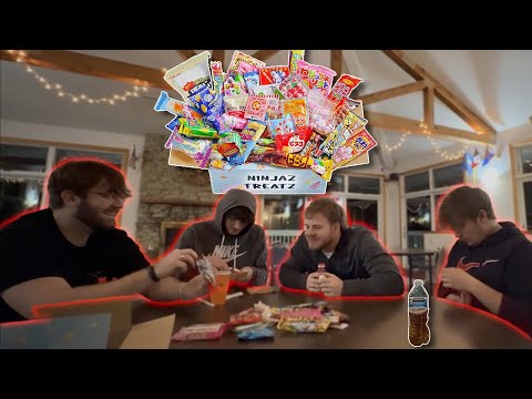 four friends try snacks from around the world