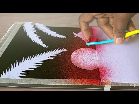 Spray Painting Sunset for Beginners | Toothbrush & Water color Painting Techniques | Step by Step