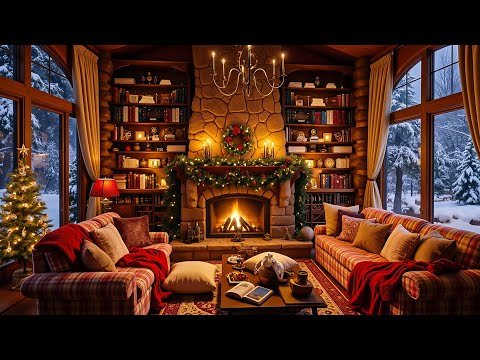 Warm Up at the Cozy Winter Porch 🎄 Christmas Jazz, Fireplace, and Snowy Delight