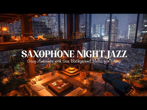 Saxophone Nighttime Jazz Music / Cozy Rain Ambience with Sax Background Music for Deep Sleep & Relax