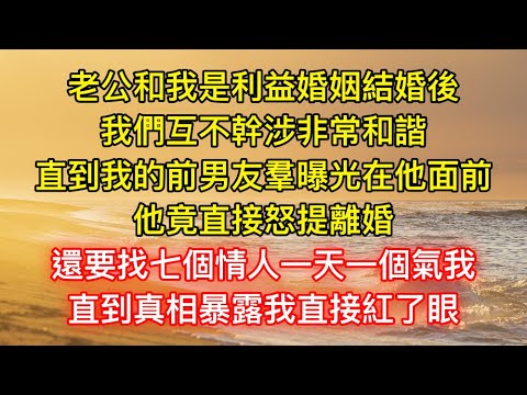 老公和我是利益婚姻結婚後，我們互不幹涉非常和諧，直到我的前男友羣曝光在他面前，他竟直接怒提離婚，還要找七個情人一天一個氣我，直到真相暴露我直接紅了眼