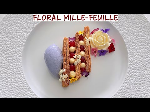 Floral Dessert with Jasmine Panna Cotta, Lavender Ice Cream, Elderflower Custard & Rose Gel