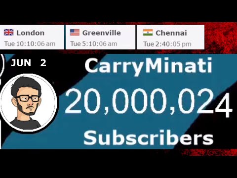 CarryMinati Hitting 20 Million Subscribers! (Timelapse)