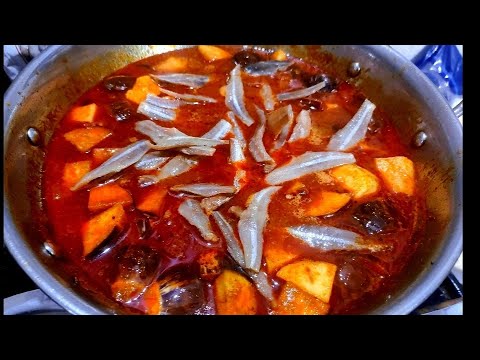 endu nathalu vankaya pulusu/very tasty dry fish pulusu 😋