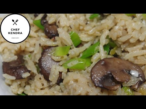 Mushroom rice with Green Onions - Easy Side Dish!