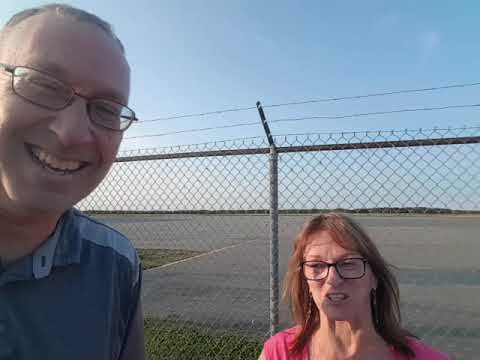 Day 92: Mind Aid Bike Ride Across Canada - with Gertrude in Gander, NL, at famous airport of 911