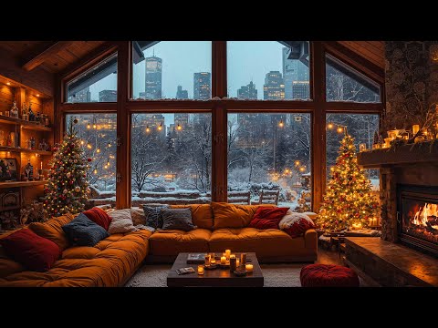 Christmas Jazz 🎄 Crackling Fireplace Sounds at Cozy Christmas Ambience ~ Relaxing Christmas Jazz