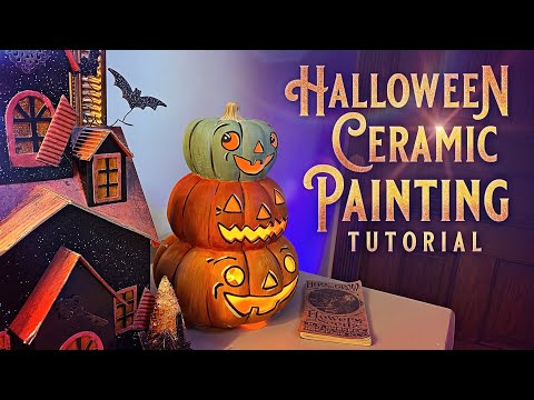 Halloween Ceramic Painting Tutorial - How To Paint A Ceramic Pumpkin - DIY Halloween Crafts - Decor