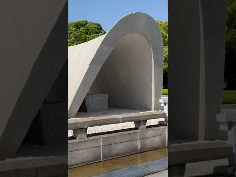 Peace Memorial Park in Hiroshima, Japan, with the Cenotaph, the A-Bomb Dome, and the Peace Flame.