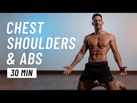 30 Min Chest, Shoulder & Abs Workout At Home (No Equipment)