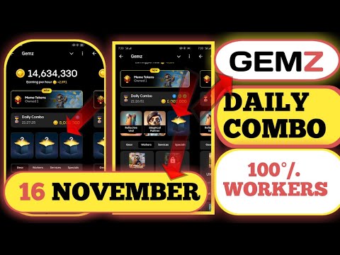 gemz daily combo cards | gemz coin daily combo 16 november | gemz daily combo card unlock kaise kare