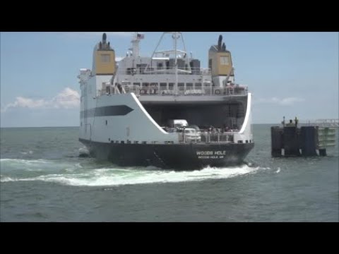 Steamship Authority ferry "M/V Woods Hole" docking in Oak Bluffs, Martha's Vineyard