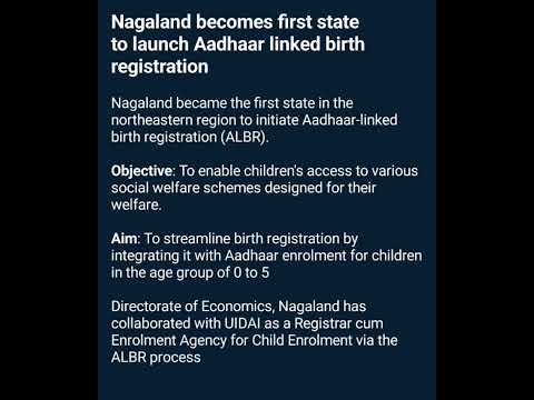 Nagaland  first state to launch Aadhaar linked birth #currentaffairs #news #shortsvideo #nagaland