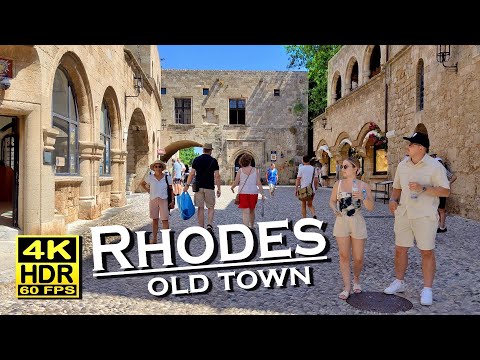 Rhodes Old Town Greece, Restaurants, Shops in 4K 60fps HDR (UHD) 💖 The best places 👀 Walking tour