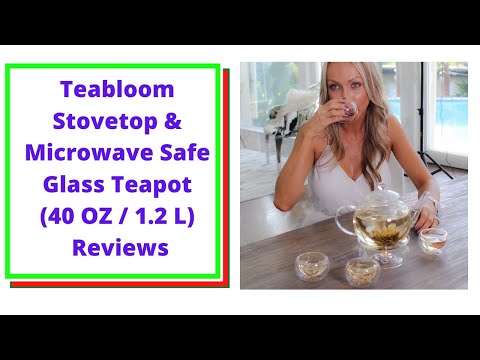 Teabloom Stovetop & Microwave Safe Glass Teapot (40 OZ  1.2 L)