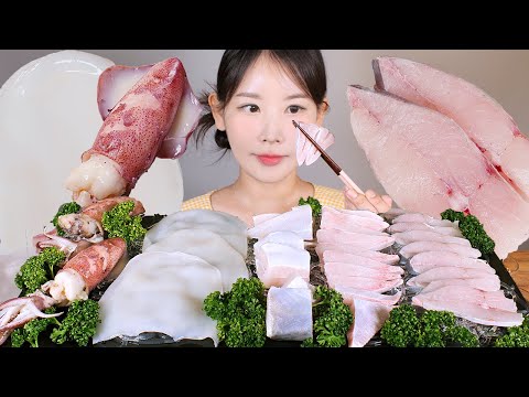 제철 해산물 꼭 챙겨🩵✨ 대꼴뚜기회 대꼴뚜기찜 병어회 먹방 Baby Octopus & Raw Silver Pomfre [eating show] mukbang korean food