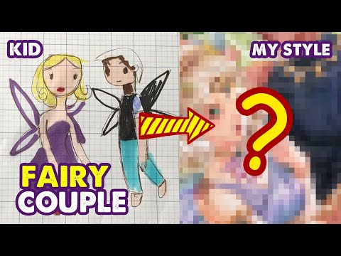 How To Draw A Fairy Couple | Redraw Kid’s Painting | Huta Chan