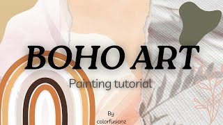 Boho Art Painting tutorial | Home decor | Minimal art | Step by step #bohoart #acrylicpainting