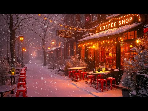 Relaxing Jazz Playlist for an Upbeat Mood ☕ Cafe on Small Winter Street and Soothing Piano Jazz ❄️