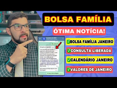 BOLSA FAMÍLIA: CONSULTA JANEIRO LIBERADA NO MDS! CALENDÁRIO JANEIRO 2025! VEJA AGORA!