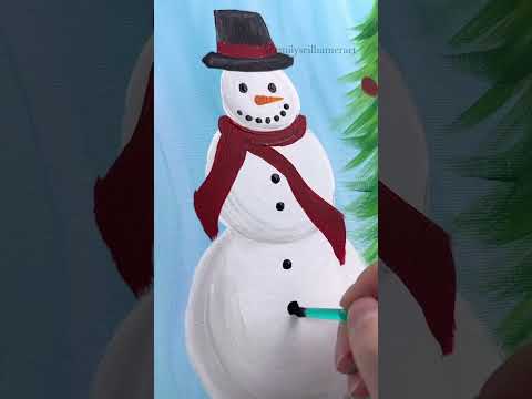 [clip] Snow globe painting idea for beginners! 🎨⛄ #easypainting #snowman #beginner #acrylicpainting