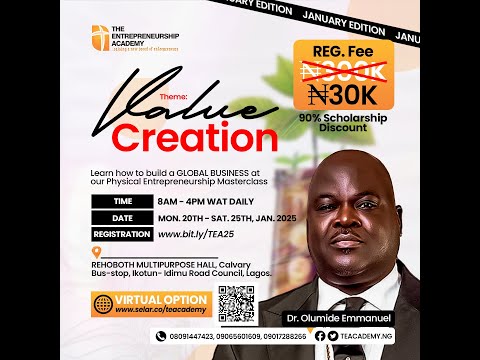 The Entrepreneurship Academy 2025 with Dr. Olumide Emmanuel