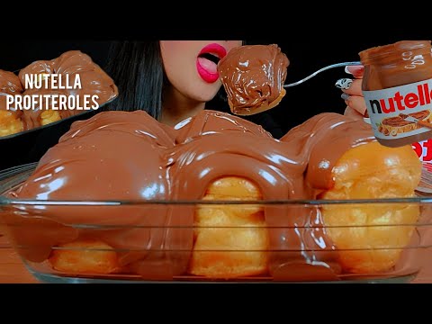 🍫asmr nutella chocolate profiteroles 👅🍫먹방 초콜릿 프로피테롤|Creamy bread |eating sounds| notalking 🐾