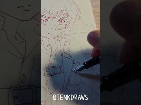 Drawing anime with fountain pen #armin #attackontitan #tenkdraws