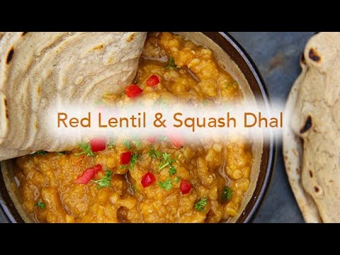 Red Lentil butternut squash dhal - cheap vegan food