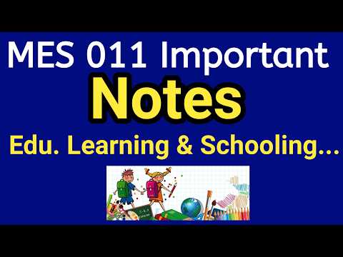 Education Learning and Schooling | Notes | ignou mes 011 important questions answers