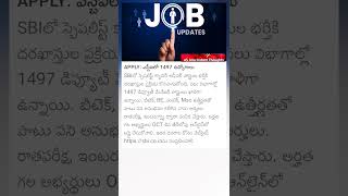 APPLY: 1497 Jobs in SBI, application process for filling the posts || New Update || Jobs update