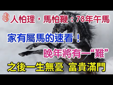 人怕理，馬怕鞭：78年午馬晚年將有一“難”，家有屬馬的速看！含著金鑰匙出生的，一生無憂富貴滿門