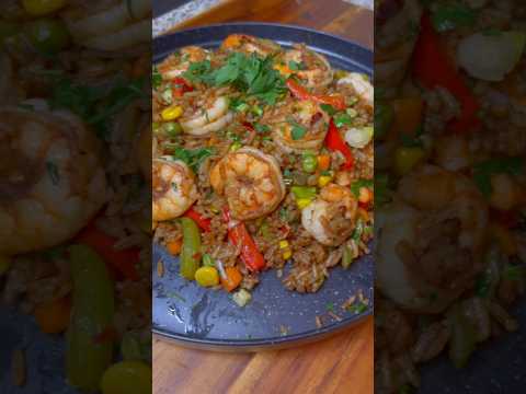 jamaican jerk shrimp fried rice | jamaican style fried rice