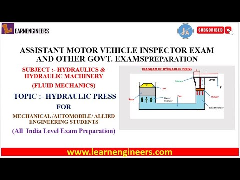 HYDRAULIC PRESS WITH MCQ QUESTIONS FOR ASSISTANT MOTOR VEHICLE INSPECTOR EXAMS PREPARATION | AMVI |