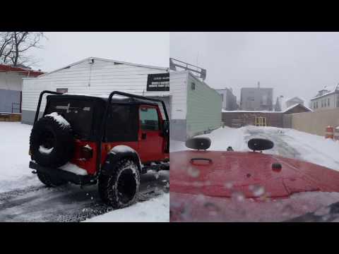 Plowing Snow in A Jeep Wrangler With a Meyer Plow