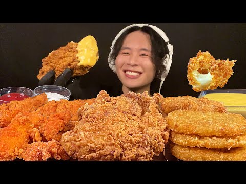 ASMR Fried chicken, cheese sticks, hash browns‼️【eating sound/mukbang】