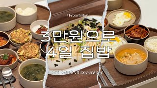 12월3주차 | 3만원으로 일주일 집밥 | 떡만둣국, 오이무침, 애호박명란파스타, 어묵볶음, 무조림, 애호박참치전 | 집밥브이로그