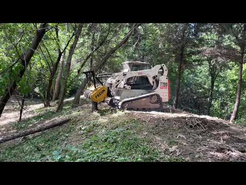 Mulching A Backyard In Minnesota Fecon RK 5015 Bobcat T190